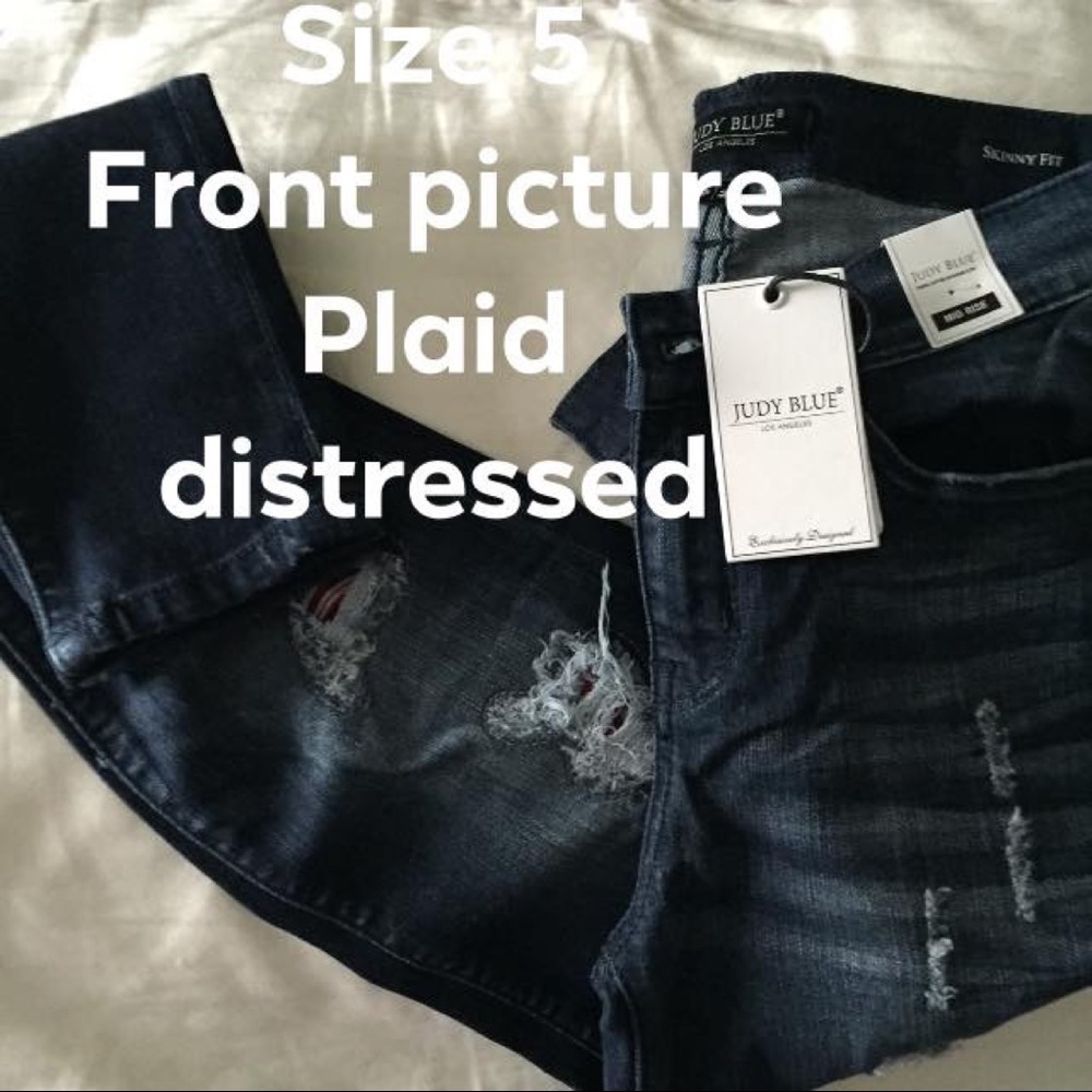 Judy Blue plaid distressed jeans
